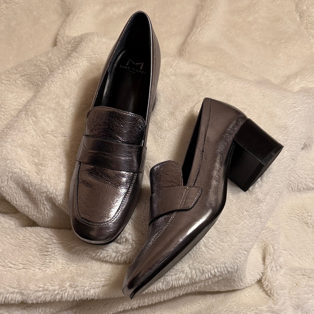 Marc Fisher Ltd Pewter Metallic Loafers